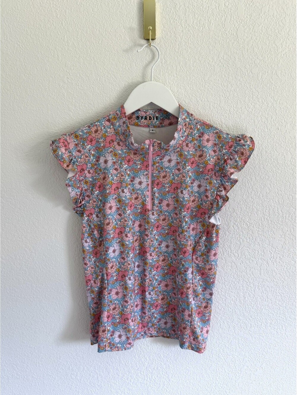 Byrdie Golf Social Wear Pink Floral Sleeveless Top Women’s Size Small Preppy